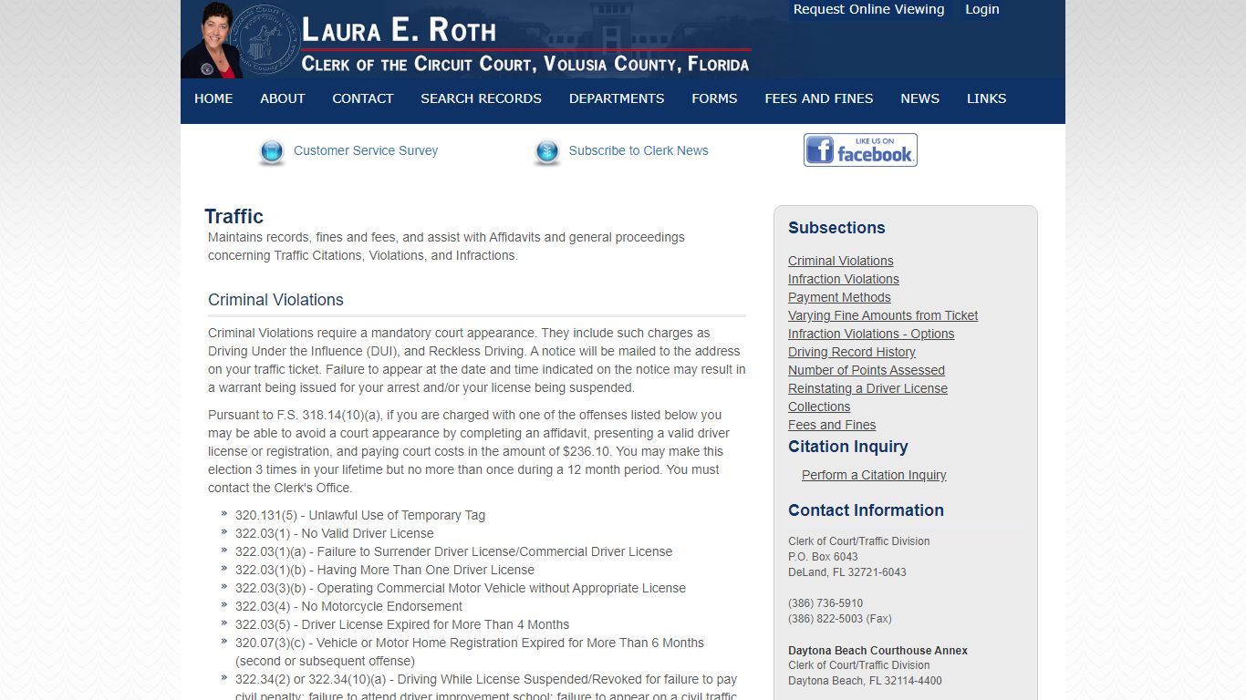 LAURA E. ROTH | Clerk of the Circuit Court, Volusia County Florida